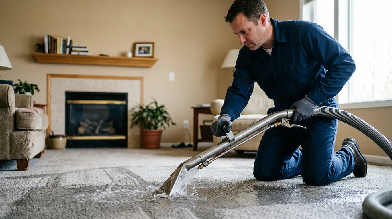 Water damage restoration technician working near Detroit Lakes, MN
